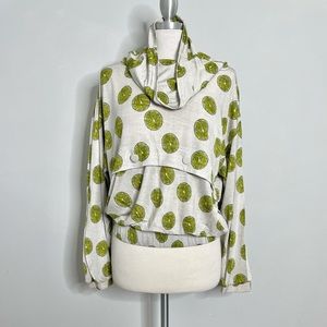 ANIMALE Limes Print Cowl Neck Pullover Jacket Top
